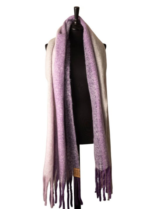 Jess & Lou pink and lilac striped scarf