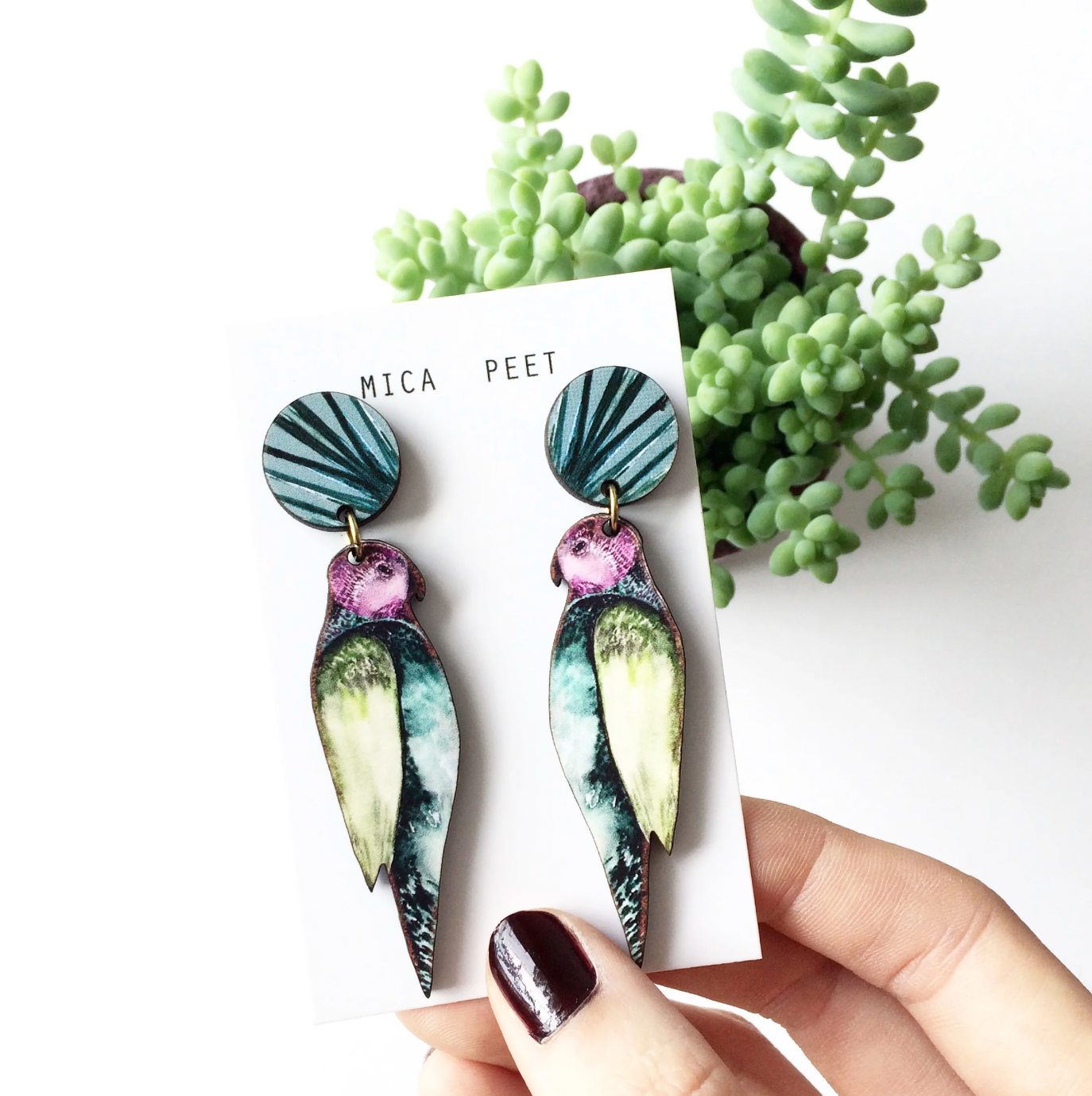 Mica Peet parrot earrings