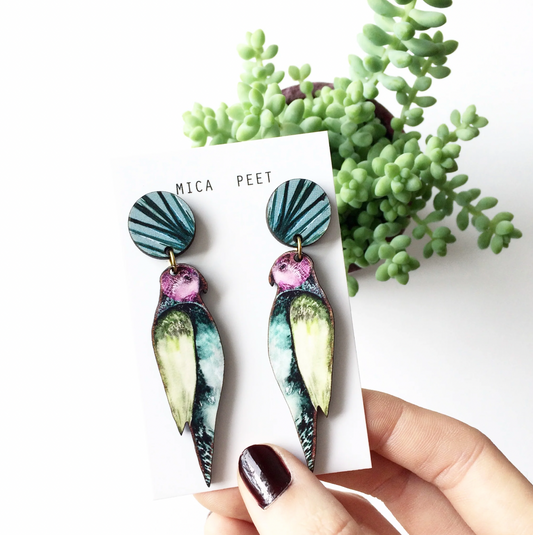 Mica Peet parrot earrings