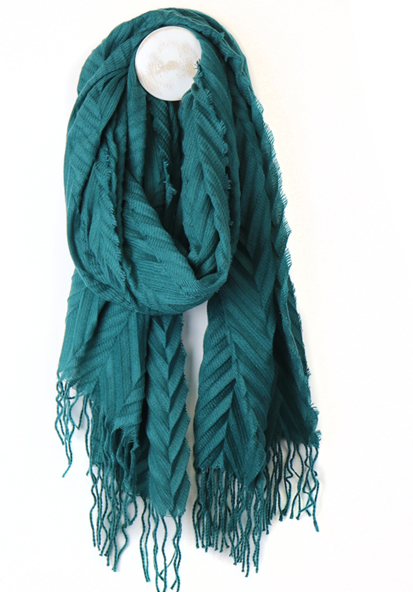 Pom teal herringbone pleat scarf - [shop_name Strathaven] [womens clothing]