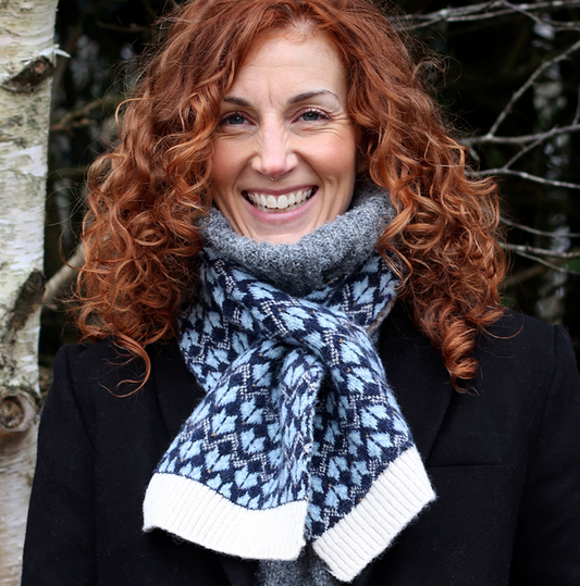 POM Navy mix recycled blend Scandi scarf