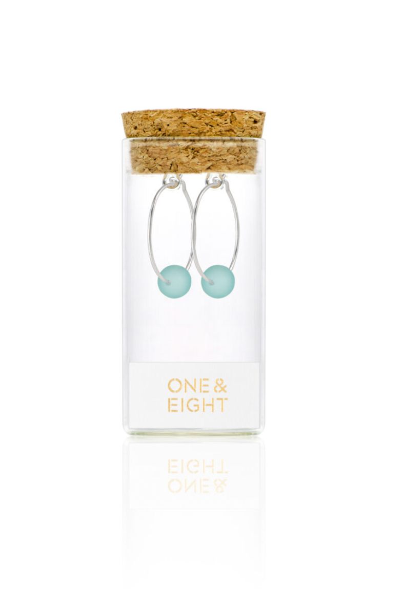 One & Eight sea glass hoop earrings in silver