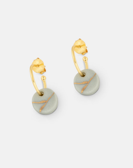 One & Eight porcelain clay Kintsuguri  hoop earrings