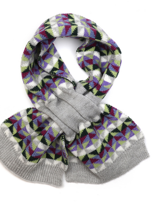 POM Grey and Purple mix pull through scarf
