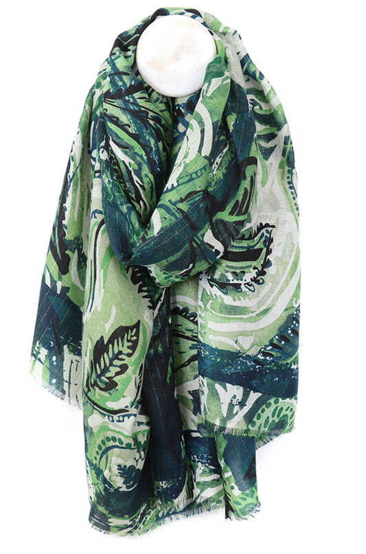POM Green mix paisley leaf scarf