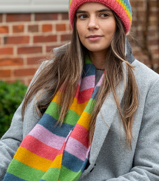 POM Stripey rainbow scarf