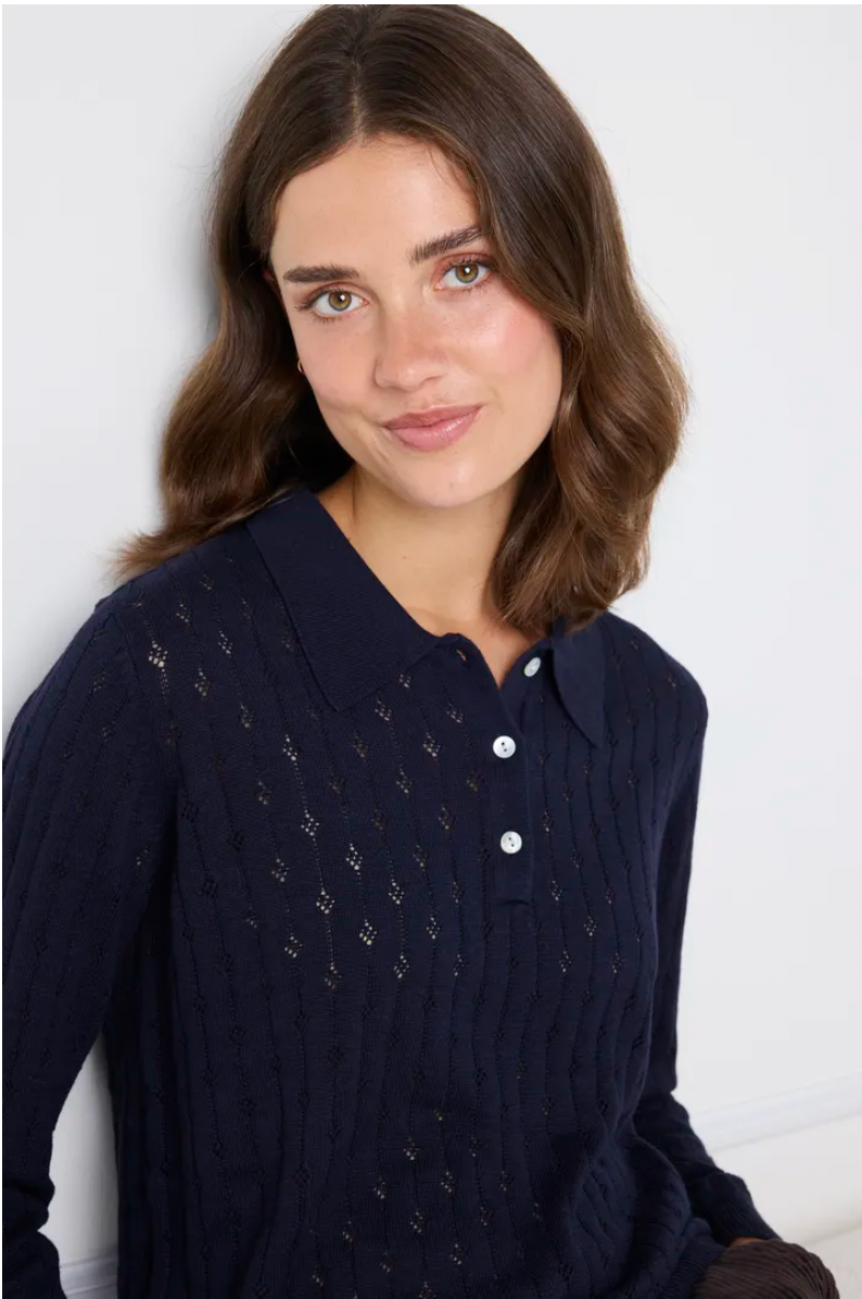 Fransa Pointella sweater in night sky navy - coming soon