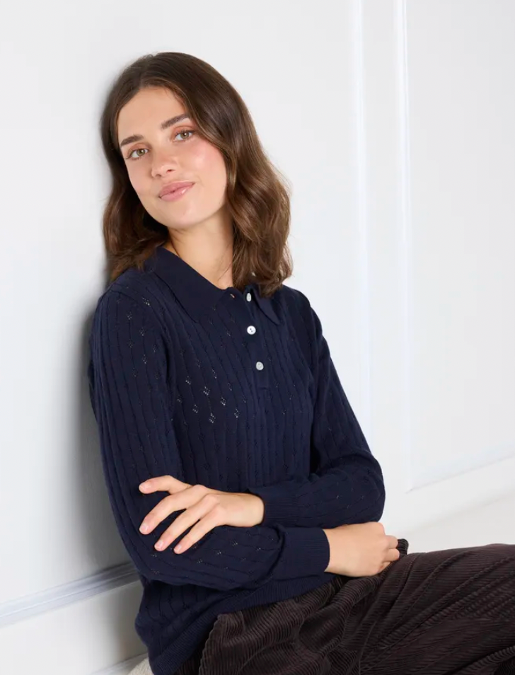 Fransa Pointella sweater in night sky navy - coming soon