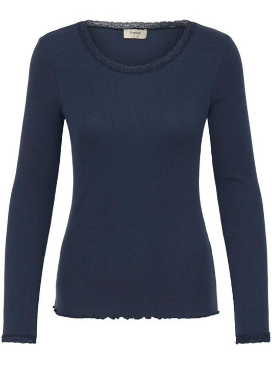 Fransa Hizamond top in dark peacoat navy - [shop_name Strathaven] [womens clothing]