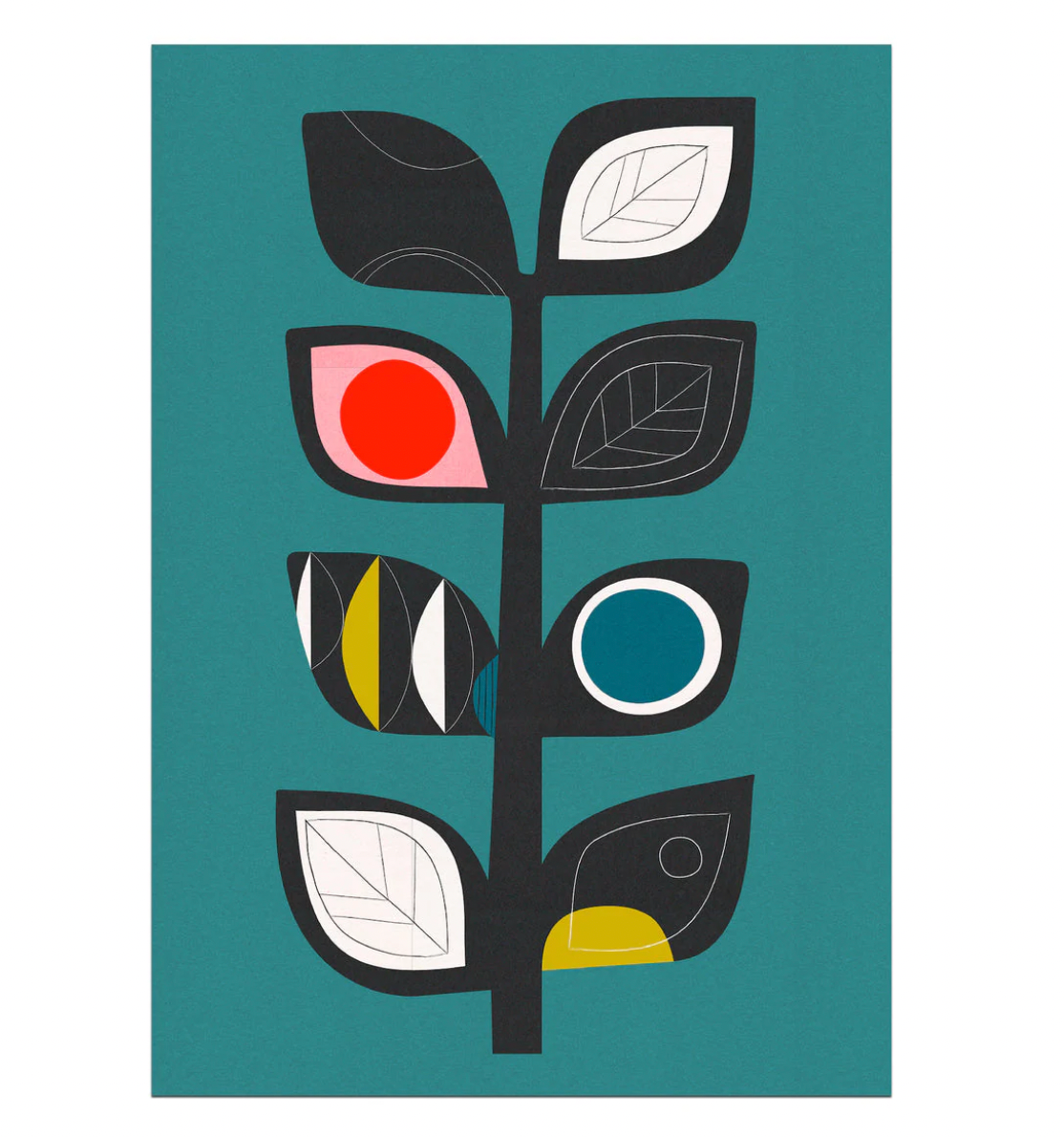 Jenni Douglas mid century floral art card