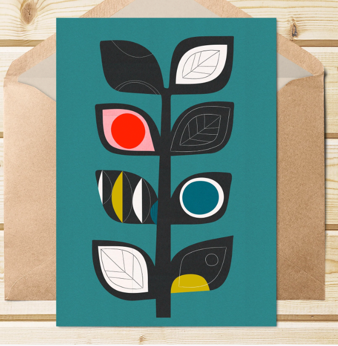Jenni Douglas mid century floral art card