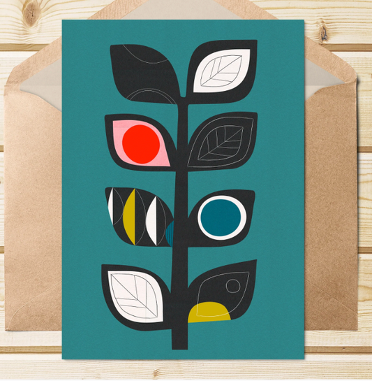 Jenni Douglas mid century floral art card