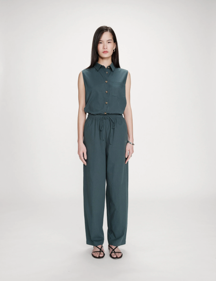 Grace & Mila Rhode straight cotton pants in emeraude - [shop_name Strathaven] [womens clothing]