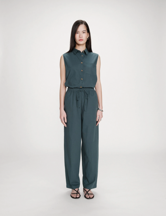 Grace & Mila Rhode straight cotton pants in emeraude - [shop_name Strathaven] [womens clothing]