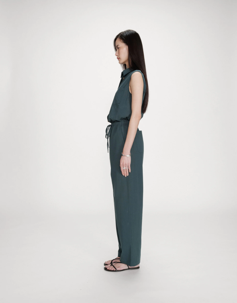 Grace & Mila Rhode straight cotton pants in emeraude - [shop_name Strathaven] [womens clothing]