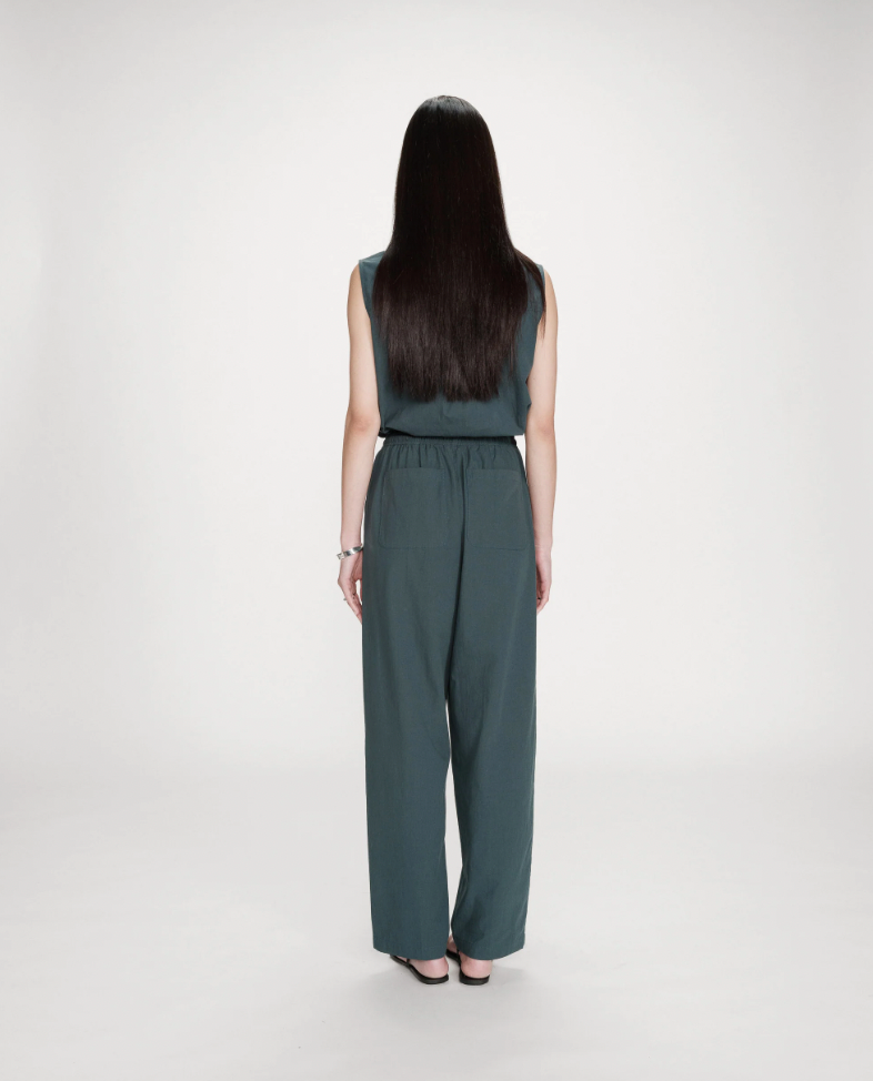 Grace & Mila Rhode straight cotton pants in emeraude - [shop_name Strathaven] [womens clothing]