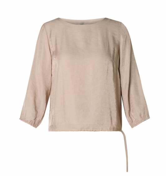 Yest Isadora drawstring top in light taupe - [shop_name Strathaven] [womens clothing]