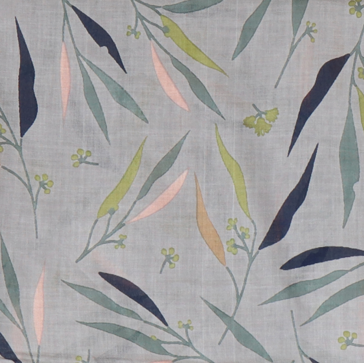 Grey mix leaf print organic cotton scarf - [shop_name Strathaven] [womens clothing]