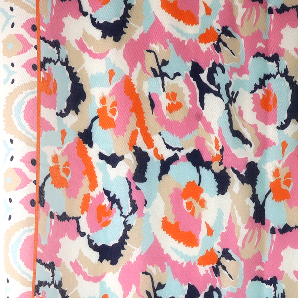 White and coral mix abstract recycled polyester scarf - [shop_name Strathaven] [womens clothing]