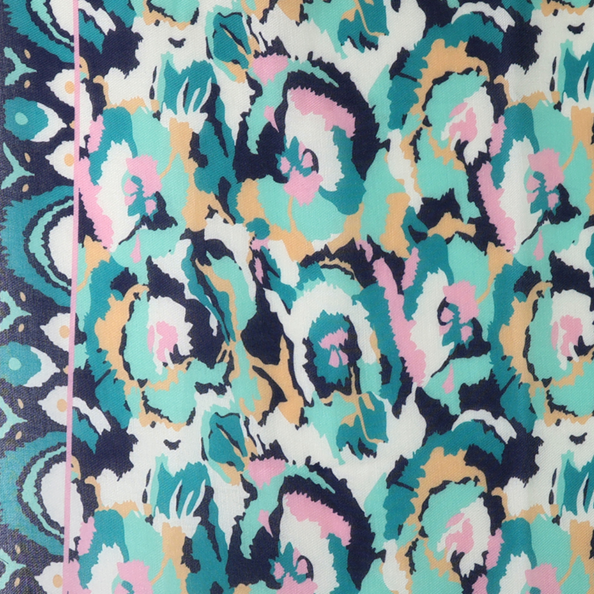 Teal mix abstract print recycled scarf - [shop_name Strathaven] [womens clothing]