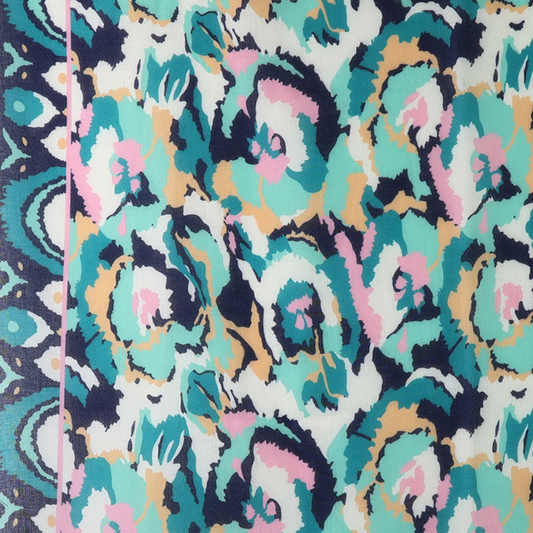Teal mix abstract print recycled scarf - [shop_name Strathaven] [womens clothing]