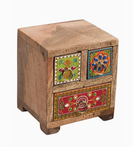 Namaste hand painted Indian 3 drawer chest - [shop_name Strathaven] [womens clothing]