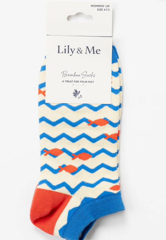 Lily & Me Trainer socks - Fish in the sea - [shop_name Strathaven] [womens clothing]
