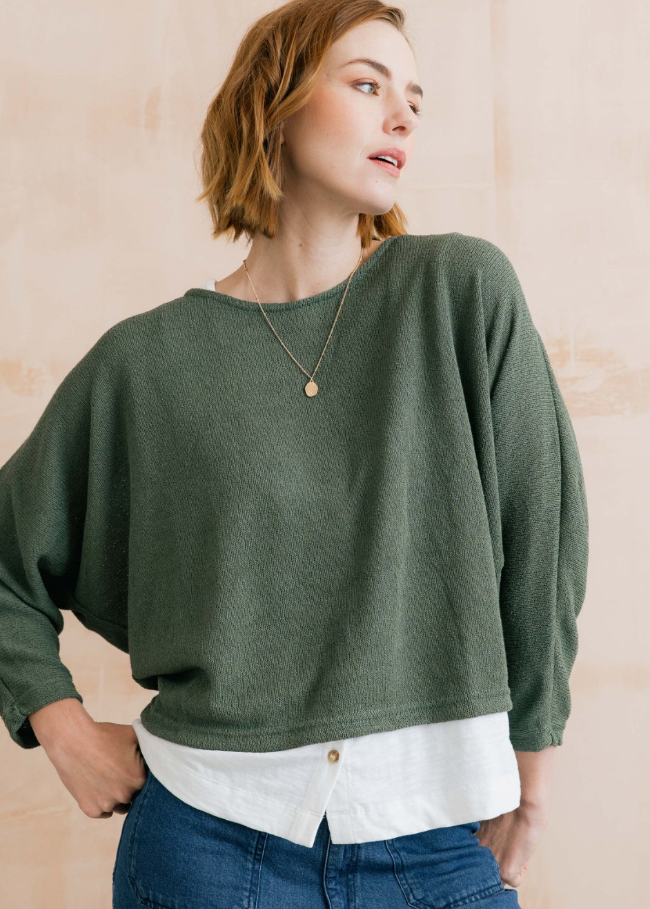 Lily & Me Penny plain knit in laurel green - [shop_name Strathaven] [womens clothing]