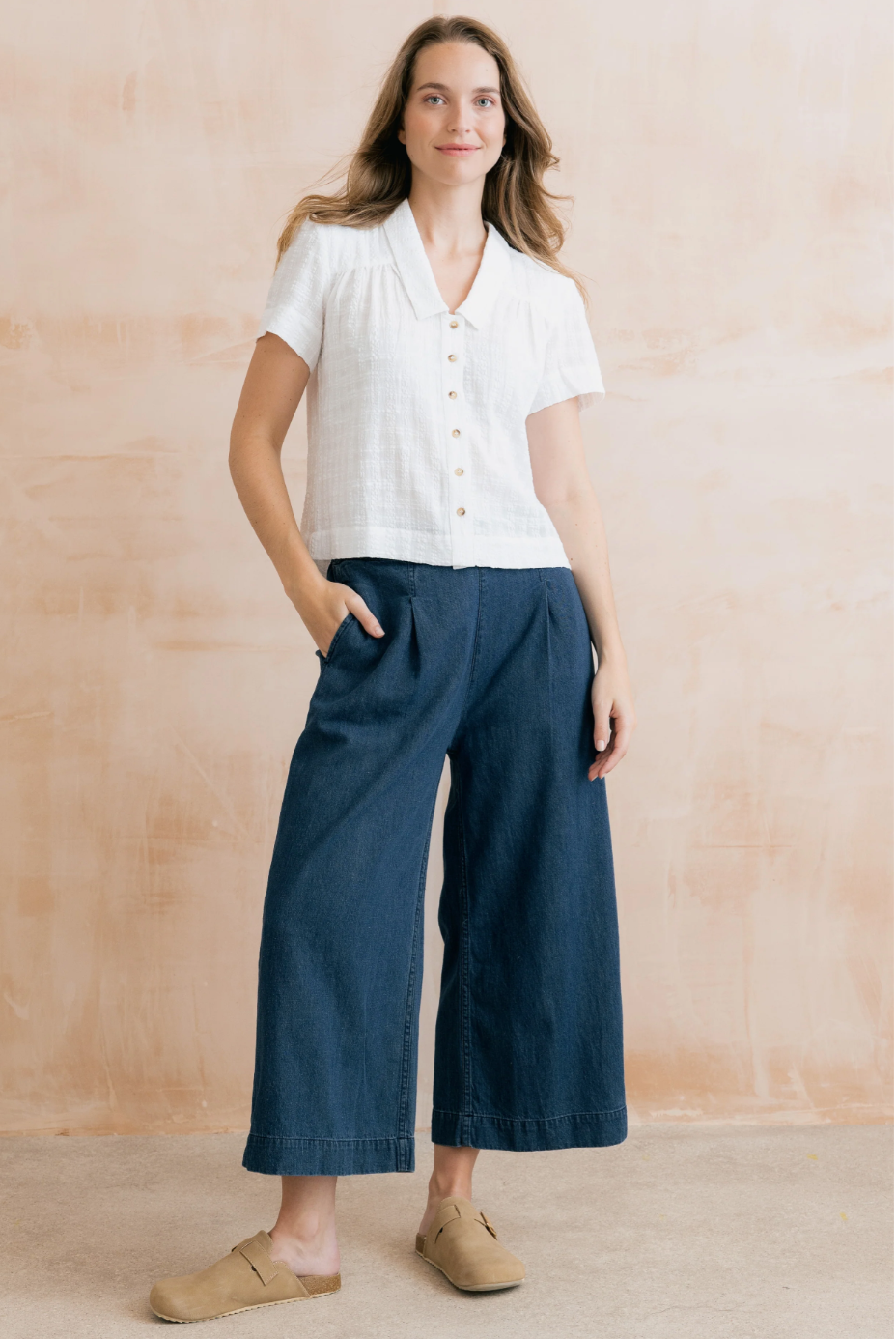 Lily & Me Summer trousers plain blue - [shop_name Strathaven] [womens clothing]