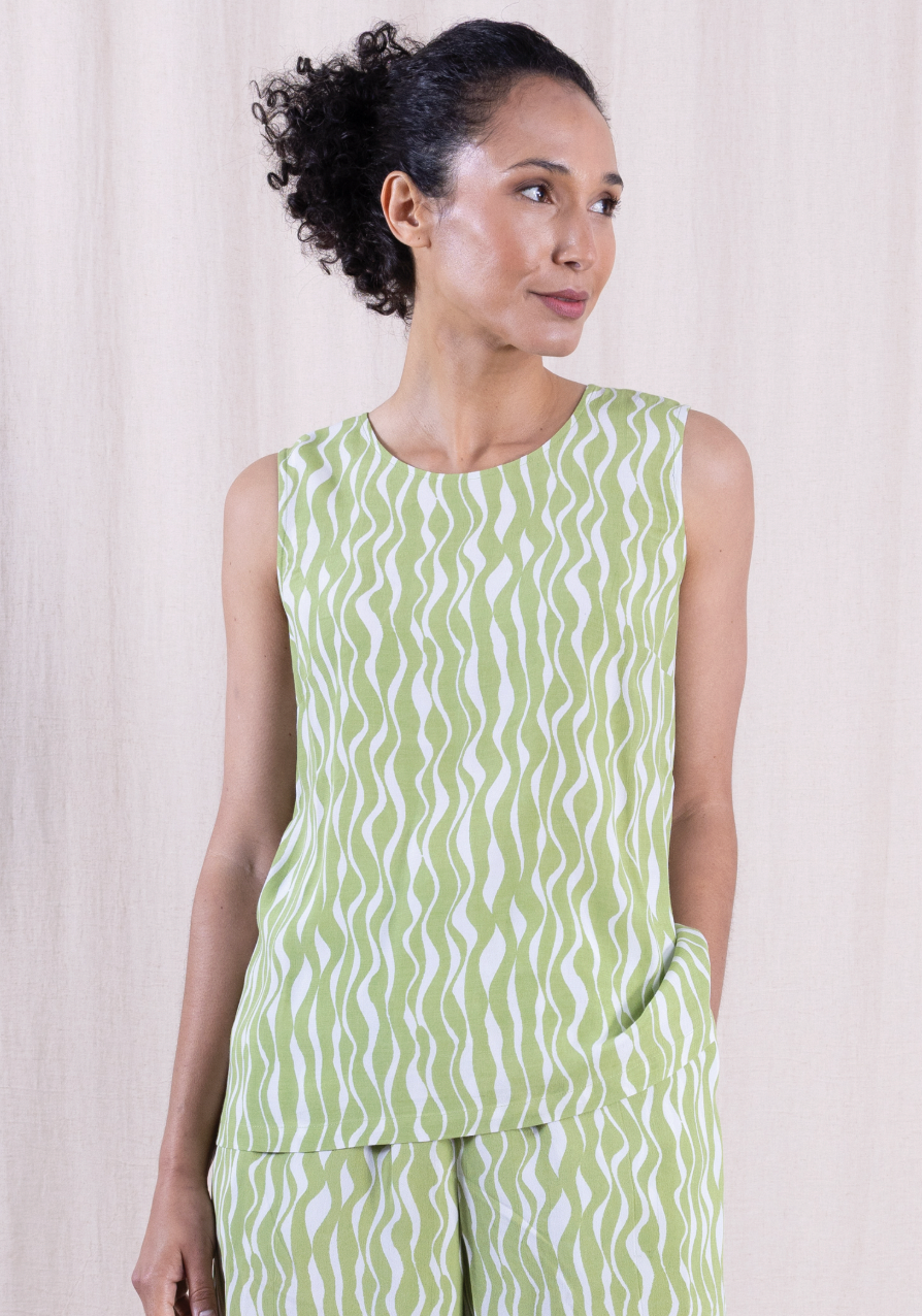 Nomads viscose crepe vest in pistacchio - [shop_name Strathaven] [womens clothing]