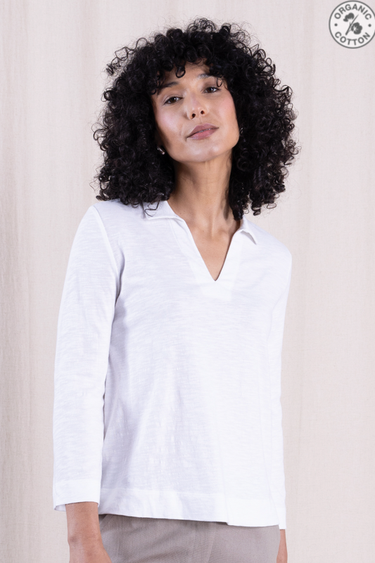 Nomads Organic cotton easy collar white top - [shop_name Strathaven] [womens clothing]