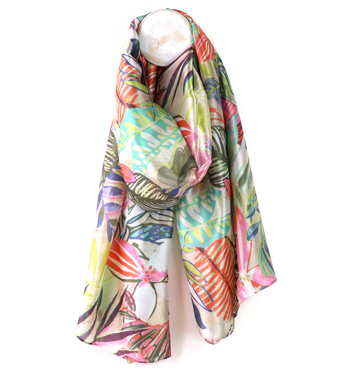 POM Recycled silky tropical leaf scarf - [shop_name Strathaven] [womens clothing]
