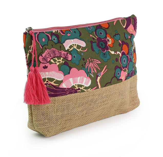 POM Khaki and purple bird of paradise travel bag - [shop_name Strathaven] [womens clothing]
