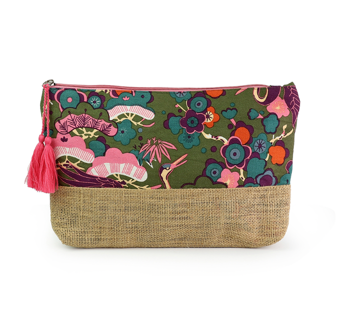 POM Khaki and purple bird of paradise travel bag - [shop_name Strathaven] [womens clothing]