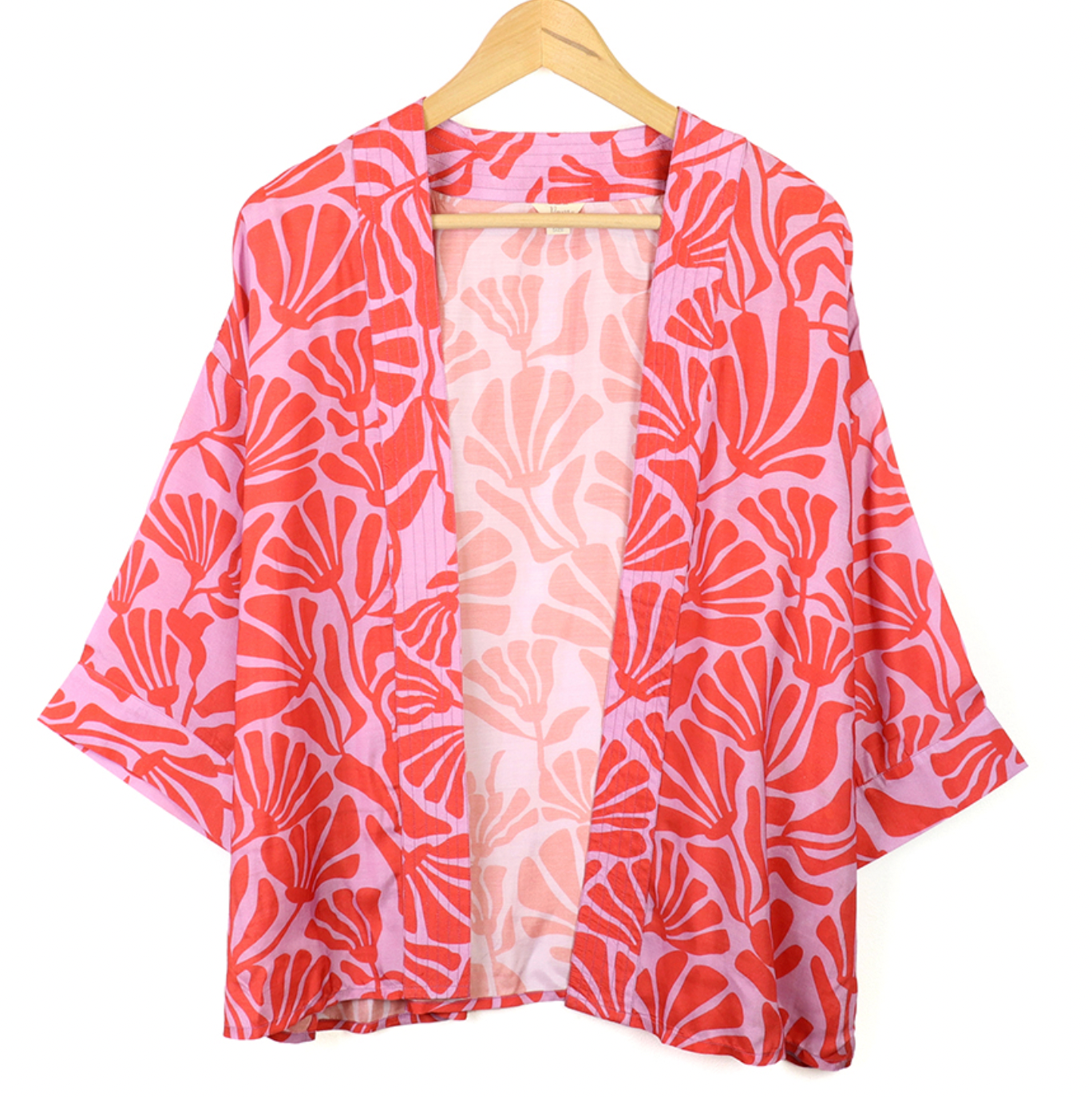 POM Coral and lilac floral print kimono - [shop_name Strathaven] [womens clothing]