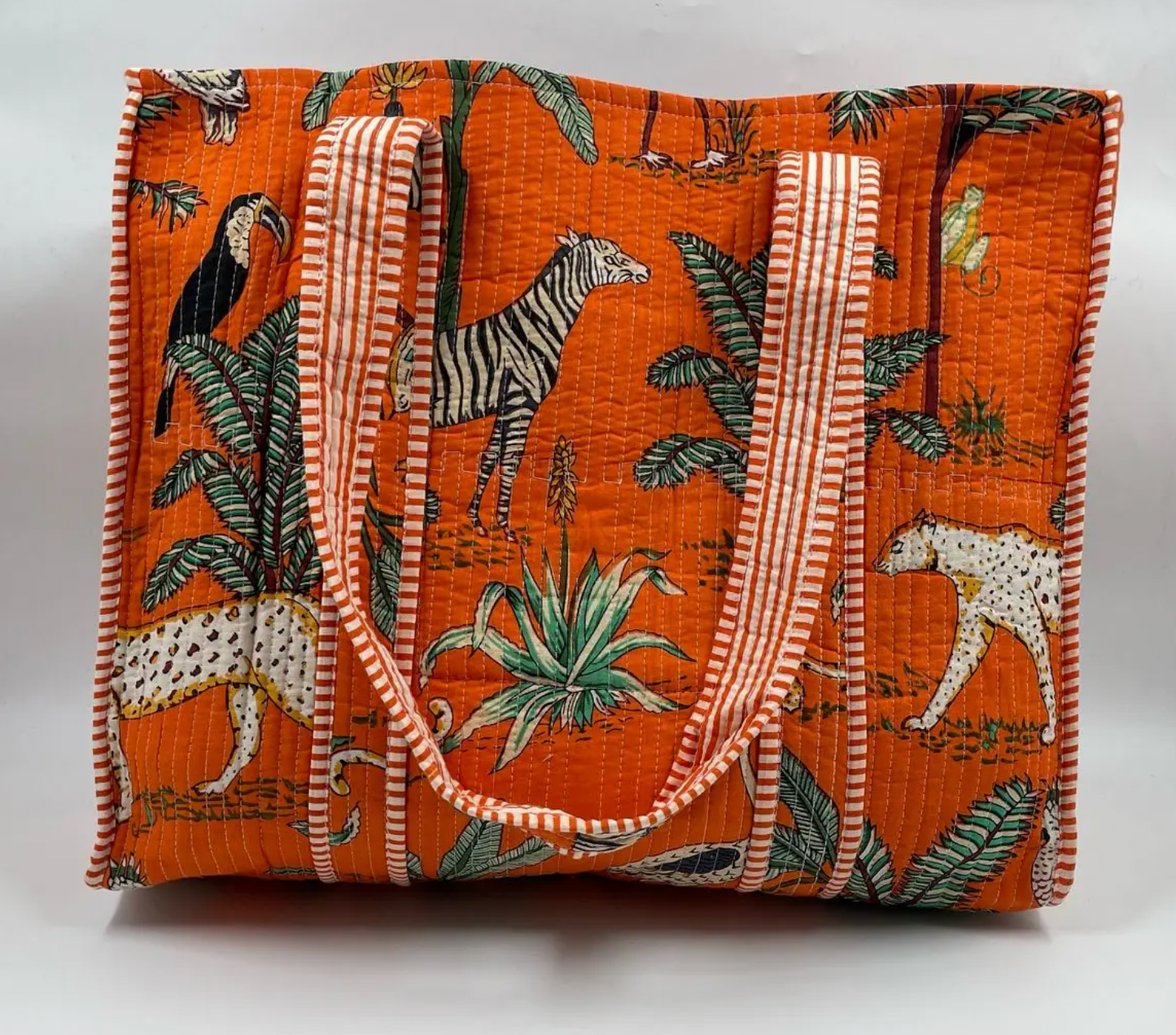 Quilted tote bag orange zebra - [shop_name Strathaven] [womens clothing]