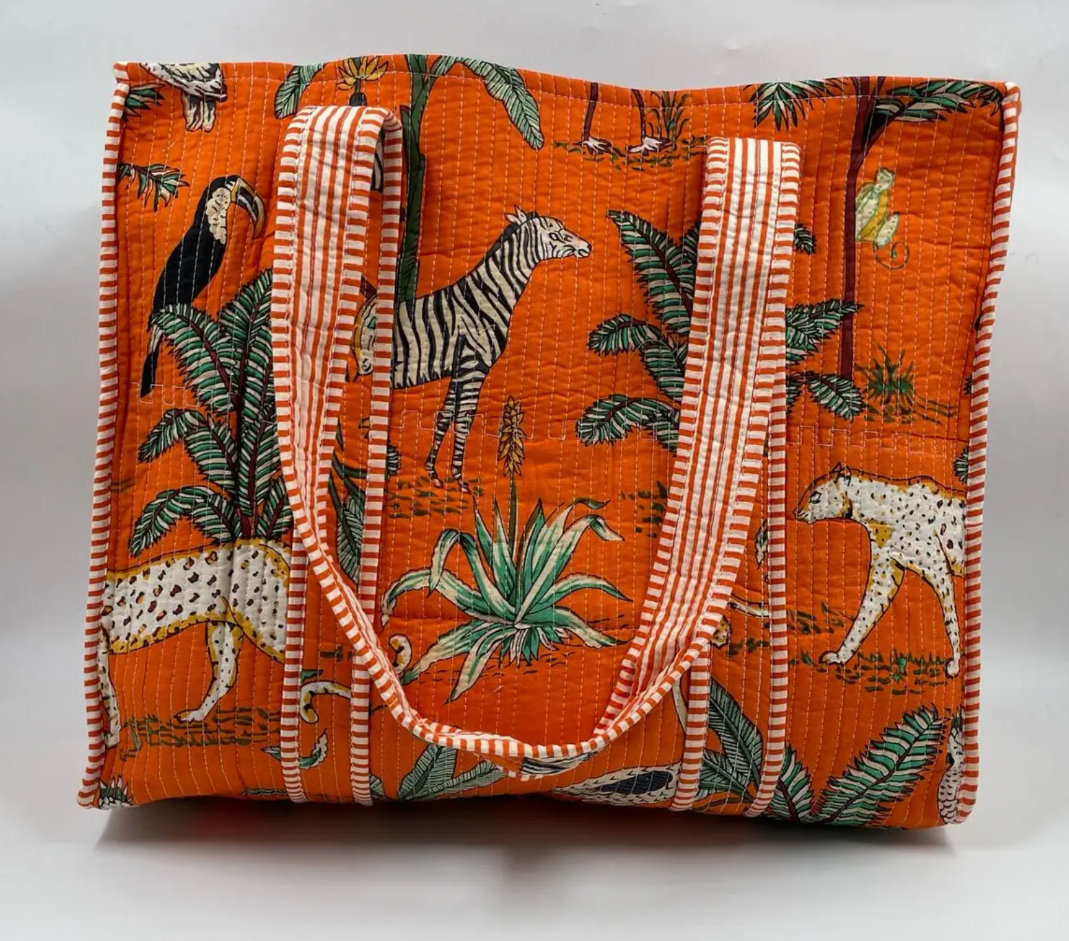 Quilted tote bag orange zebra - [shop_name Strathaven] [womens clothing]