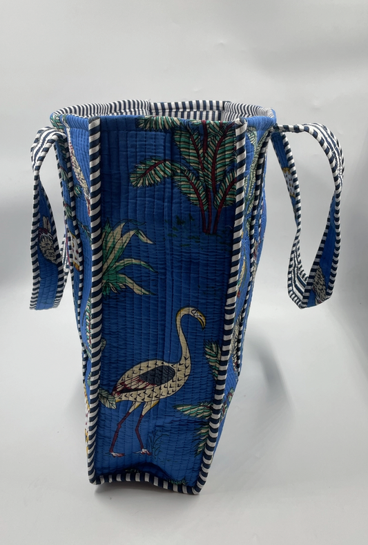 Quilted and reversible tote bag blue bird - [shop_name Strathaven] [womens clothing]