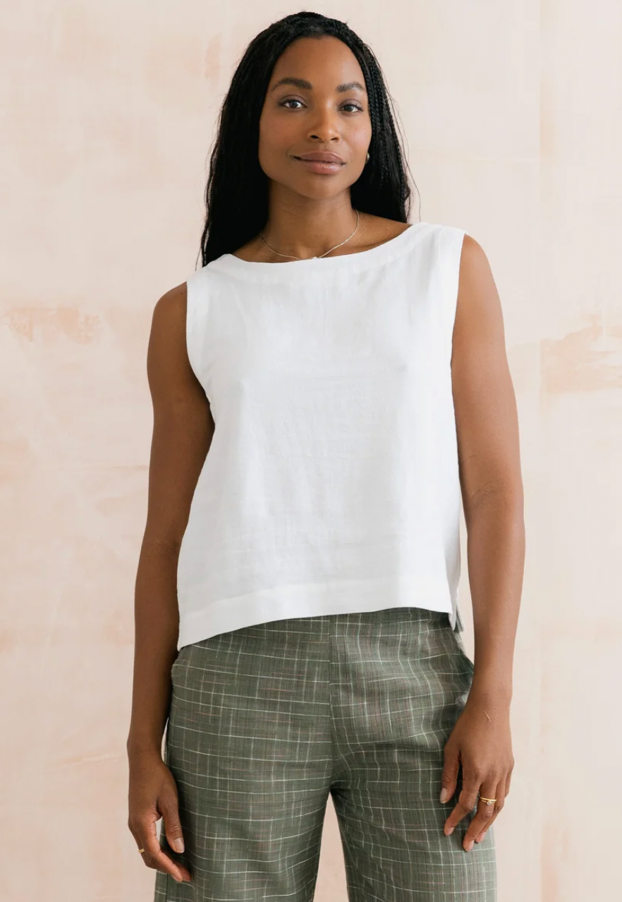 lily white clothing tops Lily & Me Allium two way white vest top – leafy green