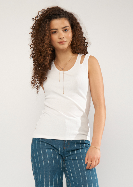 Numph Nudaphny vest top with shoulder detail in white - [shop_name Strathaven] [womens clothing]