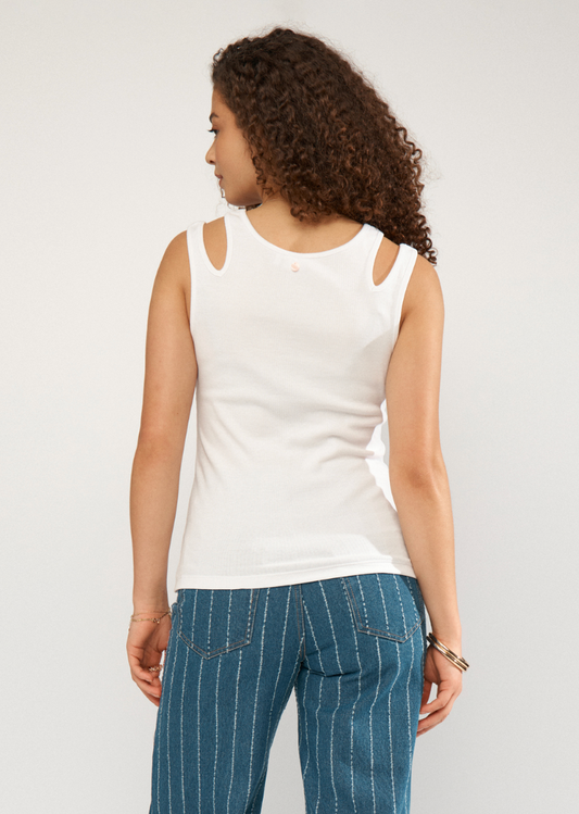 Numph Nudaphny vest top with shoulder detail in white - [shop_name Strathaven] [womens clothing]