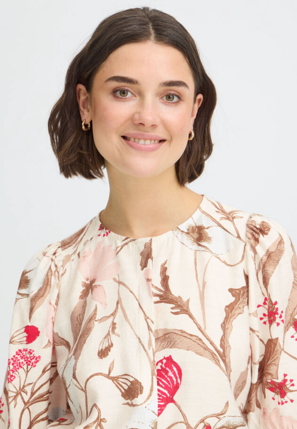 Fransa Ariana top with pink and fawn tones - [shop_name Strathaven] [womens clothing]