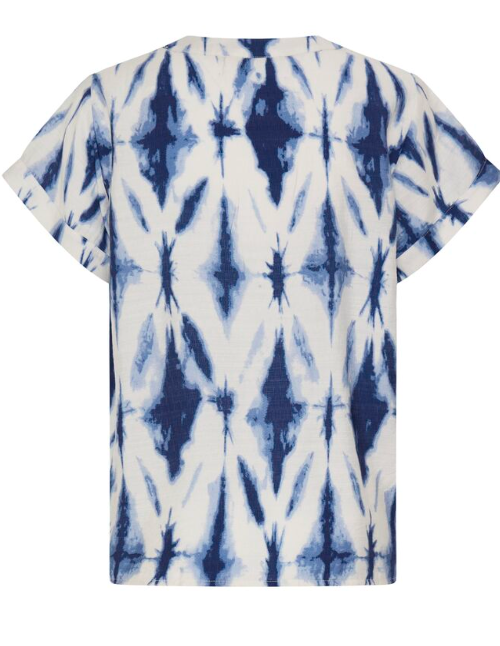 Fransa Ariana v neckline top with blue and white - [shop_name Strathaven] [womens clothing]