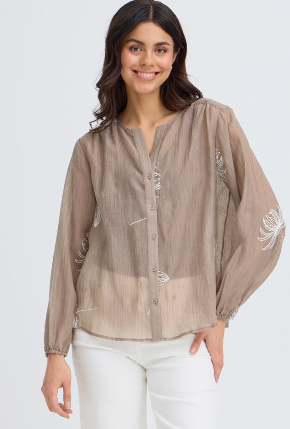 Fransa Wina blouse in mocha - [shop_name Strathaven] [womens clothing]