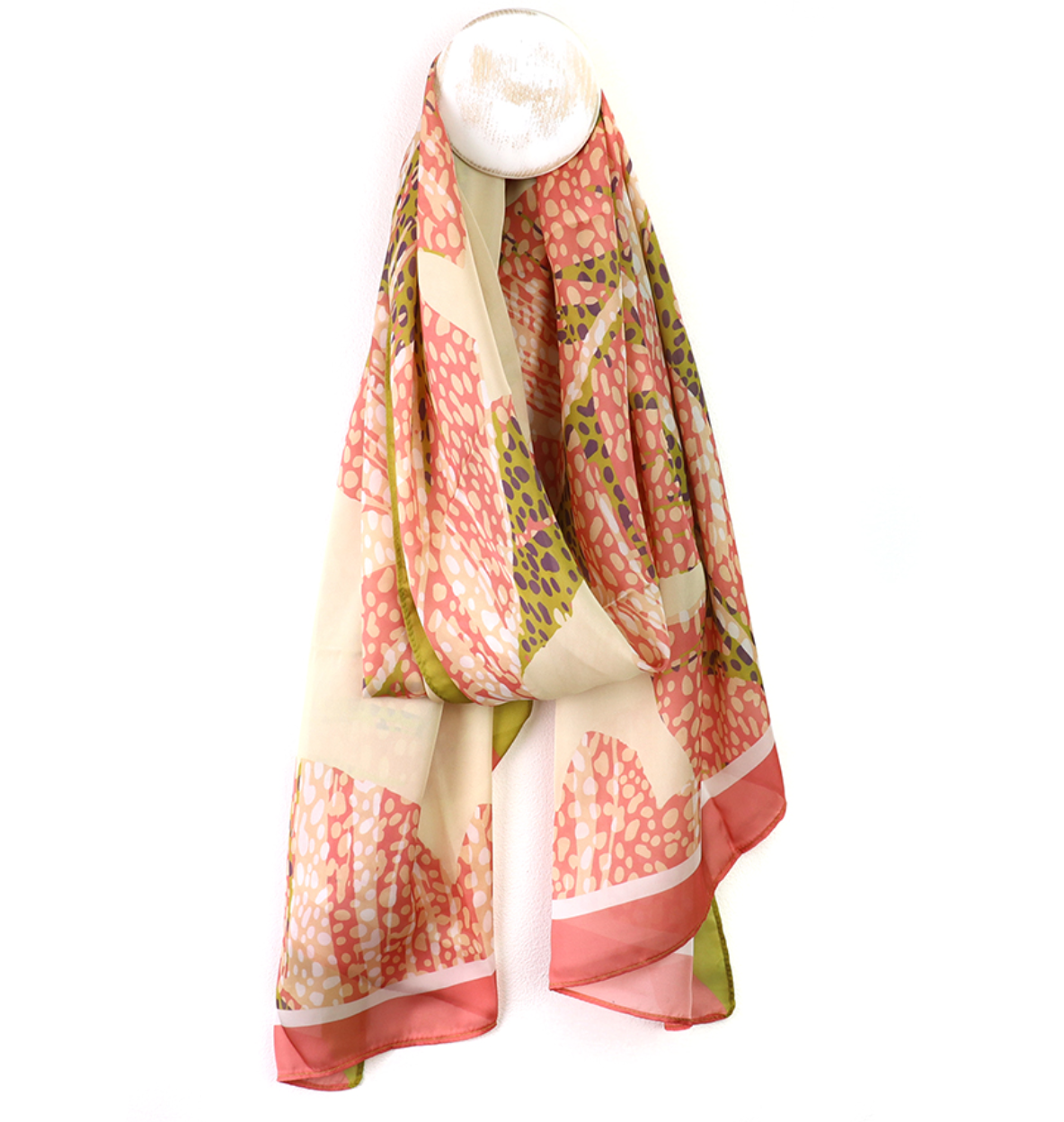 POM Recycled peach and lime silky scarf - [shop_name Strathaven] [womens clothing]