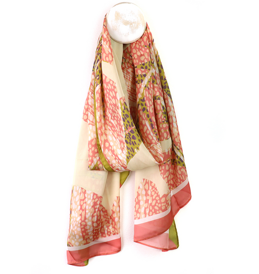 POM Recycled peach and lime silky scarf - [shop_name Strathaven] [womens clothing]