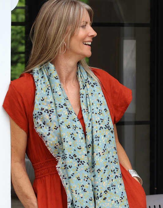 POM Recycled pale mint ditsy scarf - [shop_name Strathaven] [womens clothing]