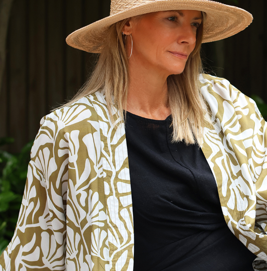 POM Olive green cover up kimono - [shop_name Strathaven] [womens clothing]