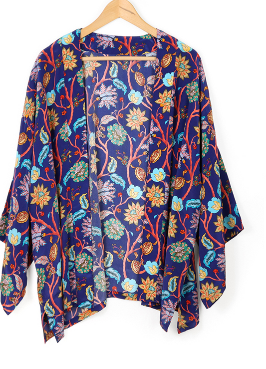 POM Paisley flower navy kimono - [shop_name Strathaven] [womens clothing]