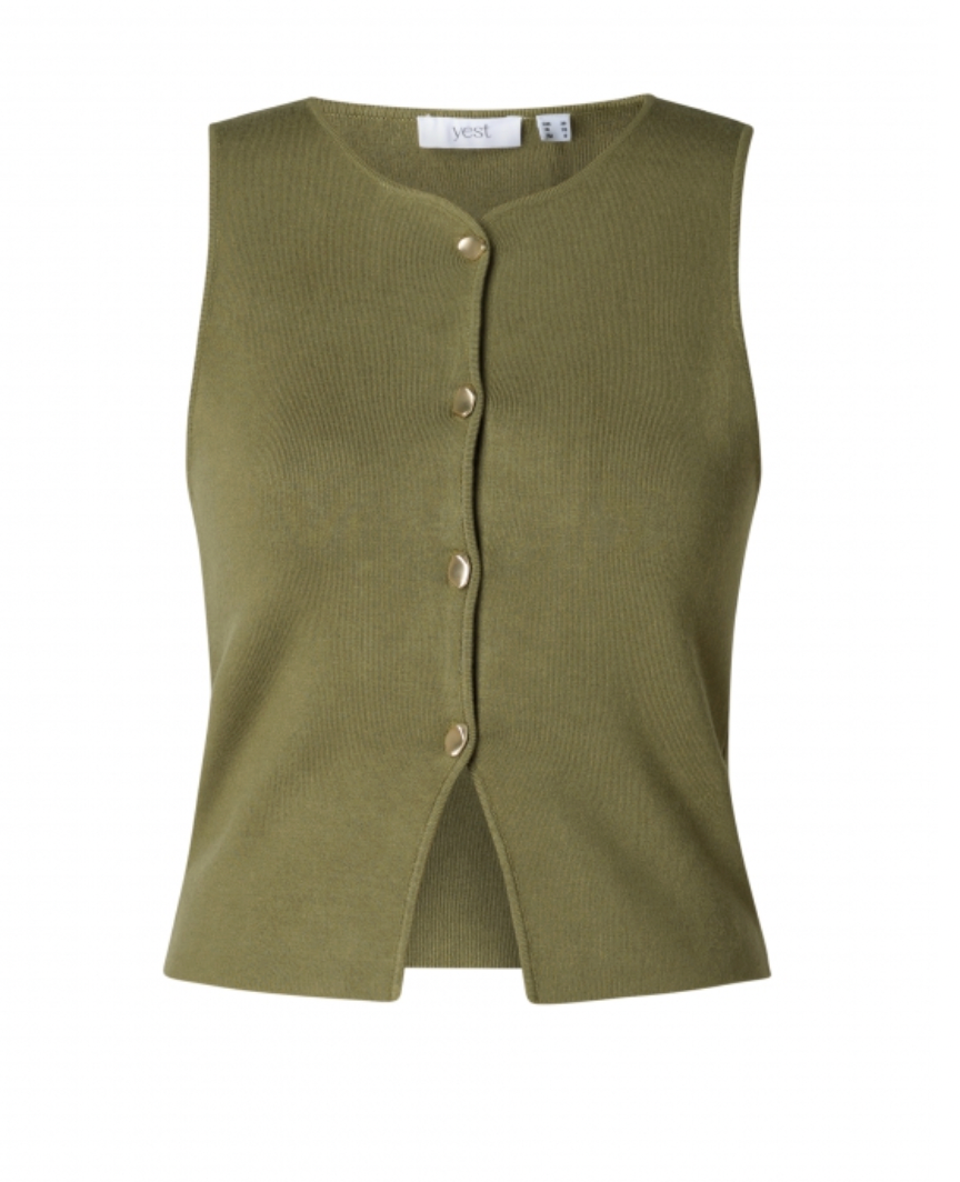 Yest Ianka vest knit in olive green - [shop_name Strathaven] [womens clothing]